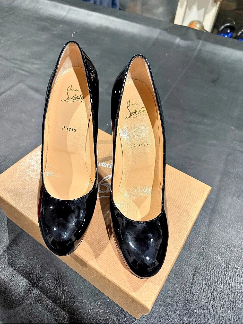 Christian Louboutin Simple Pump 100 Patent Calf Black & Red EU 41.5